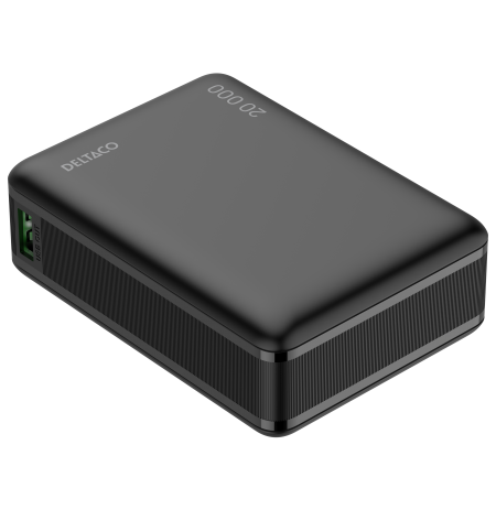 Išorinė baterija DELTACO, 20 000 mAh, PD 65 W pakrauna nešiojamus kompiuterius ir kt, juoda / PB-C1012 / 1903849