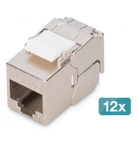 Digitus CAT 6A compact keystone module, shielded, tool-free mounting connection, 12 pcs.