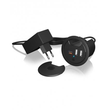ICY BOX In-Desk USB Charger with Power Delivery & Quick Charge