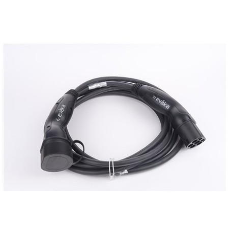 Evaka EV Charging Cable Type 2-Type 2, 22 kW, 32 A, 5 x 6 mm2, 1 x 0.5 mm2, 5 m | ITGAM3871 | Black