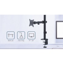 Gembird MA-D1-03 Desk mounted single monitor arm, 17”-32”, 9kg