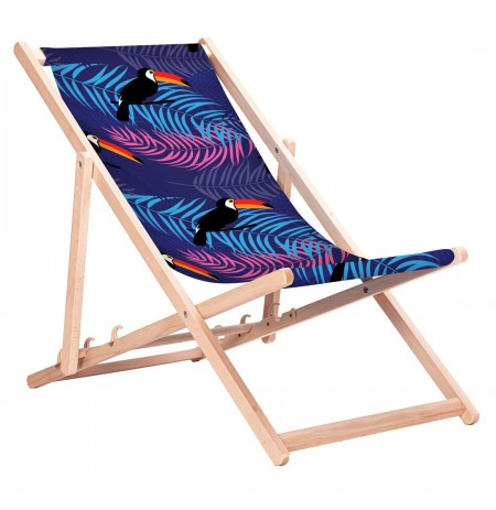 GreenBlue GB183 Classic Beech Deck Chair with Toucan Print