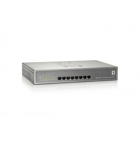 Switch LevelOne 8-port PoE+ 19" 123W