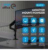Ergo Office Monitor Mount/Hanger, Gas Spring, 17"-32", 1-10 kg, Matte Black, Max. VESA 100x100, ER-691 B