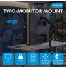 Ergo Office Mount / Holder for 2 Monitors, Gas Spring, 17"-32", 1-10 kg, Matte Black, ER-692 B