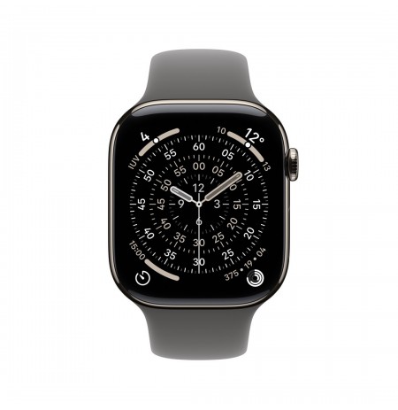 Apple Watch Series 11 GPS + Cellular 42mm Natural Titanium Case with Stone Grey Sport Band - M/L