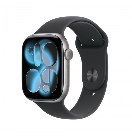 Apple Watch Series 11 GPS + Cellular 46mm Space Grey Aluminium Case with Black Sport Band - S/M