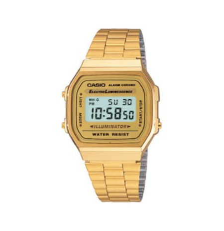 CASIO A168WG-9WDF Vintage Unisex-Digitaluhr mit Edelstahlband, gold