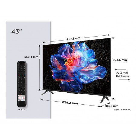TCL P6K 43P6K TV 109.2 cm (43") 4K Ultra HD Smart TV Wi-Fi Metallic