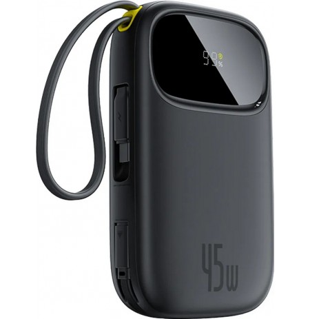 BASEUS ENERFILL F31 QPOW3 20000 mAh 22.5 W power bank with digital display and 2 built-in cables USB-C + Lightning, black