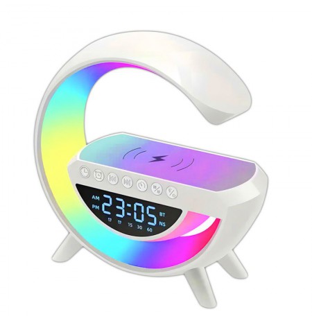 RENEW FORCE S11 RGB stalinis laikrodis –žadintuvas su Bluetooth kolonėle, bevieliu įkrovikliu ir lempa