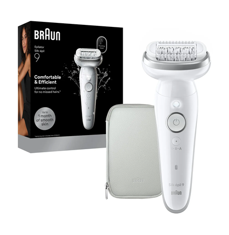 Braun Silk-épil 9 SES9-000 Epilator, Wet & Dry, White/Silver
