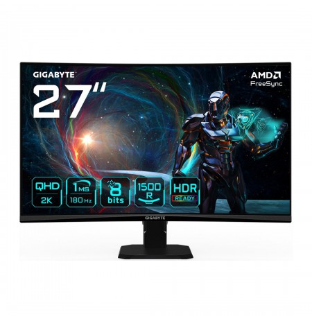 GIGABYTE GS27QCA 27" QHD Curved Gaming Monitor - 2560 x 1440, 180Hz, 1ms, 250 cd/m², FreeSync, HDR Ready, HDMI 2.0,