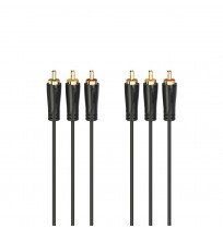 Hama 00205151 Audio/Video Cable, 3 RCA plugs - 3 RCA plugs, gold-plated 3m