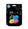 HP 308 2-Pack Black/Tri-color Original Ink Cartridge Combo