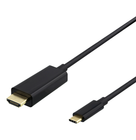 USB-C - HDMI kabelis DELTACO 2m, 4K@60Hz, juodas / USBC-HDMI-1020