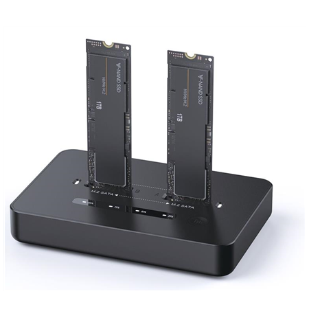 Gembird Desktop dual drive USB Type-C M.2 NVME (and SATA) SSD docking station, Black | DD2-U3M2