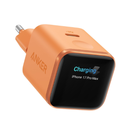 Anker Nano Charger 45W, Smart Display, Orange | 24 pin USB-C