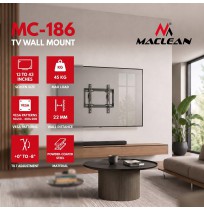Maclean TV Mount / Bracket, max VESA 200x200, 13-43", up to 45 kg, black, tilt adjustment 0°–8°, MC-186