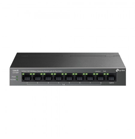 TP-LINK | 9-Port 10/100 Mbps Desktop Switch with 8-Port PoE+ | LS109P | Unmanaged | Desktop | 10/100 Mbps (RJ-45) ports