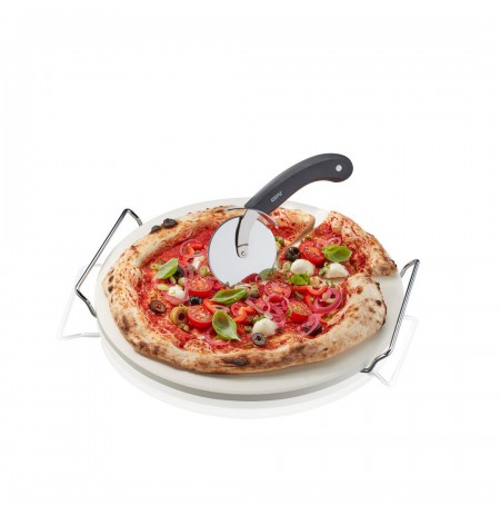 Set: pizza cutter + stone with round stand DARIOSO