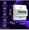 Qoltec 50980 Three-phase electronic meter with reset | DIN rail energy consumption meter | 400V | 100A | LCD | LED | 4P