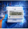 Qoltec 50980 Three-phase electronic meter with reset | DIN rail energy consumption meter | 400V | 100A | LCD | LED | 4P