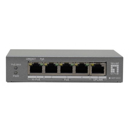 LevelOne PoE+Switch 3xGE PoE/1xHi-PoE 60W unmanaged Plastik