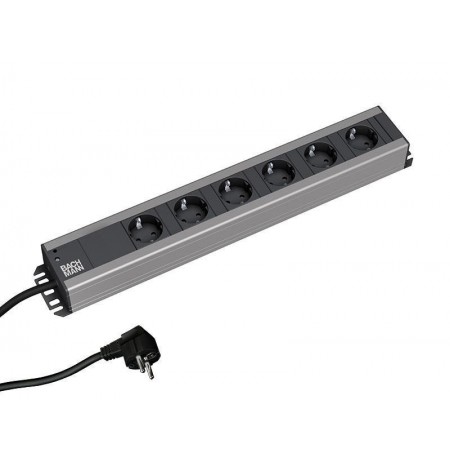 Bachmann 300.000 power extension 2 m 6 AC outlet(s) Indoor Black, Grey