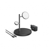 Anker MagGo Wireless Charging Station (15W, 3-in-1 Stand) with cable and charger bundle | B25M3312