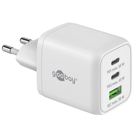 Goobay 65 W USB-C PD GaN Multiport Fast Charger Nano, White | Goobay | 65 W USB-C PD GaN Multiport Fast Charger Nano