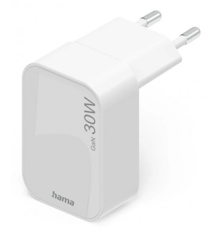 HAMA Fast charger, GaN, 1x USB-C,PD, 30W,White