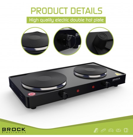 Brock EP 200 BK Two Ring Electric Hob 2500W, Black