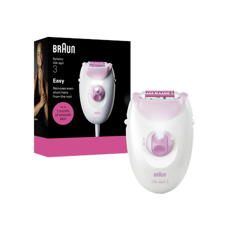 Braun Epilator | Silk-épil 3 SE3-000 | Number of power levels 1 | White/Pink