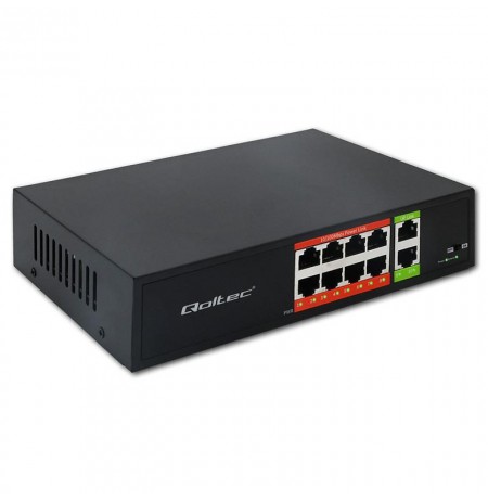 Qoltec SWITCH Network switch Fast Ethernet PoE | 8x RJ45 | 2x RJ45 Uplink | 120W | 10/100 Mb/s