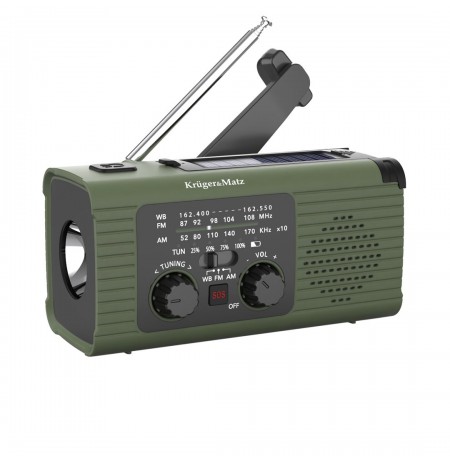 Solar radio, portable SOS emergency radio, powerbank 5000mAh, flashlight, dynamo, Kruger&Matz