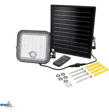 BEMKO SOLPAR SOLAR LED FLOODLIGHT 10W 1500LM 3000/4000K IP65 CZARNY CZ. PIR
