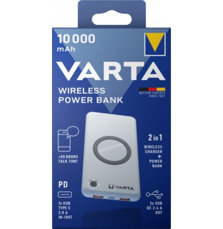 Varta 57913 Lithium Polymer (LiPo) 10000 mAh Wireless charging White