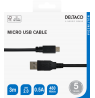 Kabelis DELTACO USB 2.0 Micro B, 2.4A, 3m, juodas / USB-303S-K / R00140010