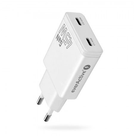 Charger GaN 2x USB-C Quick Charge 3.0 45W PD white