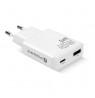 Charger GaN 1x USB-C, 1x USB Quick Charge 3.0 45W PD white