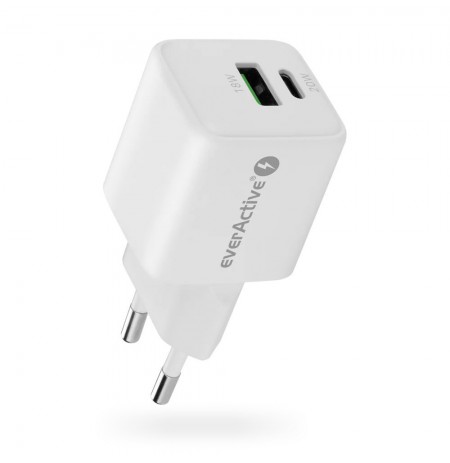 Charger 1 x USB, 1 x USB-C Quick Charge 3.0 20W white