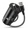 Car charger 1 X USB QC3.0 18W black + cable USB-C 1m
