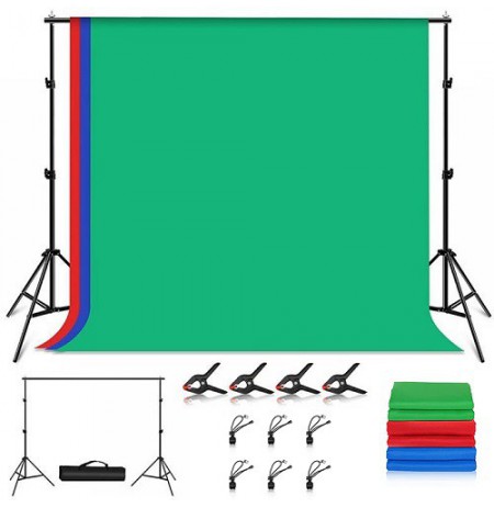 Fotografavimo fonų ir stovų rinkinys 2.9x2m, RGB