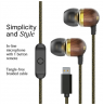Marley Wired Earbuds | Smile Jamaica | Built-in microphone | USB Type-C | Brass