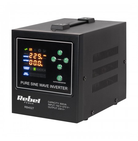 Rebel POWER-800-LFP4 emergency power supply – a pure sine wave inverter with a 12V charging function, 230V, 800VA/500W