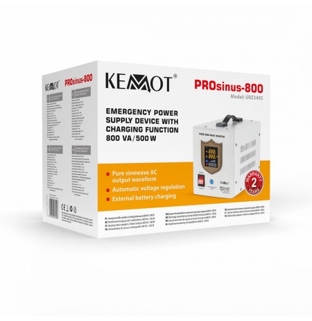 KEMOT PROsinus-800 emergency power supply unit – a pure sine wave inverter with a 12V charging function, 230V, 800VA/500W