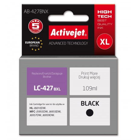 Activejet AB-427BNX Brother printer ink cartridge, replacement for Brother LC-427BXL, Supreme, 109 ml, black