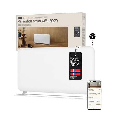 Mill WiFi Panel Heater | PA1500WIFI4A | Panel Heater | 1500 W | Suitable for rooms up to 18-22 m2 | White | IPX4