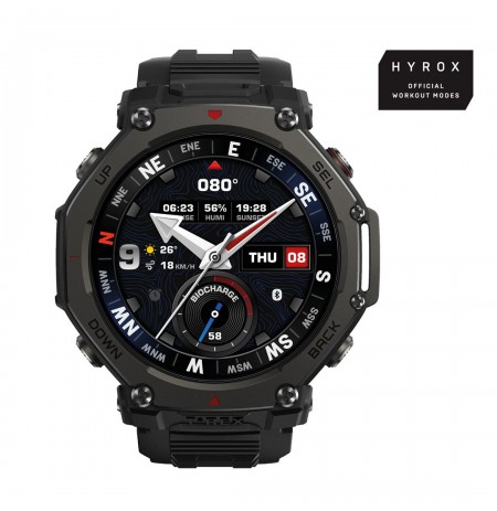 Amazfit T-Rex 3 Pro 3.81 cm (1.5") AMOLED 48 mm Digital 480 x 480 pixels Touchscreen Black Wi-Fi GPS (satellite)